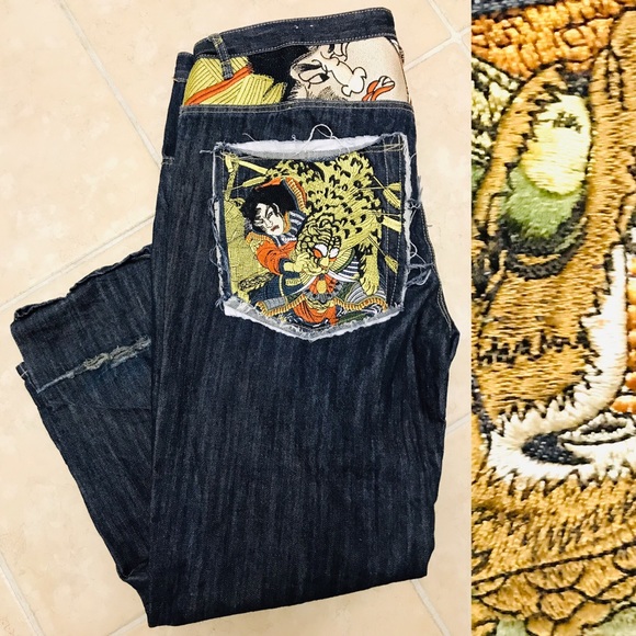 Japanese Samarai Tattoo Jeans 42x 32 